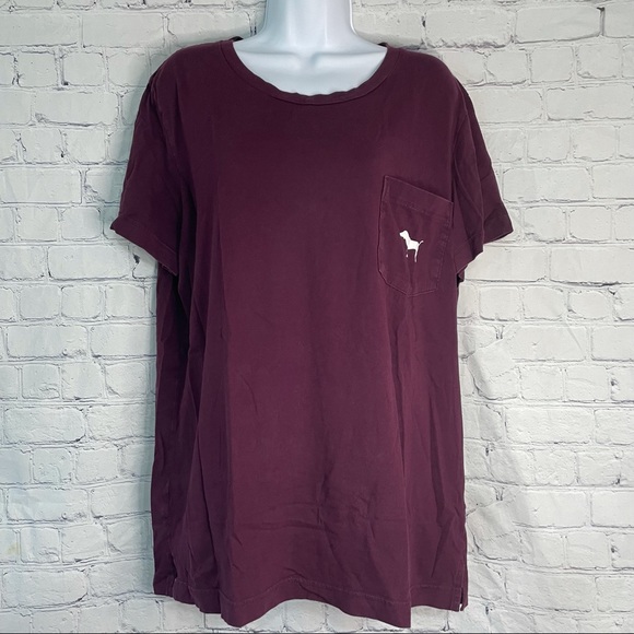 Victoria's Secret PINK Plum Campus Tee Large - Picture 4 of 9